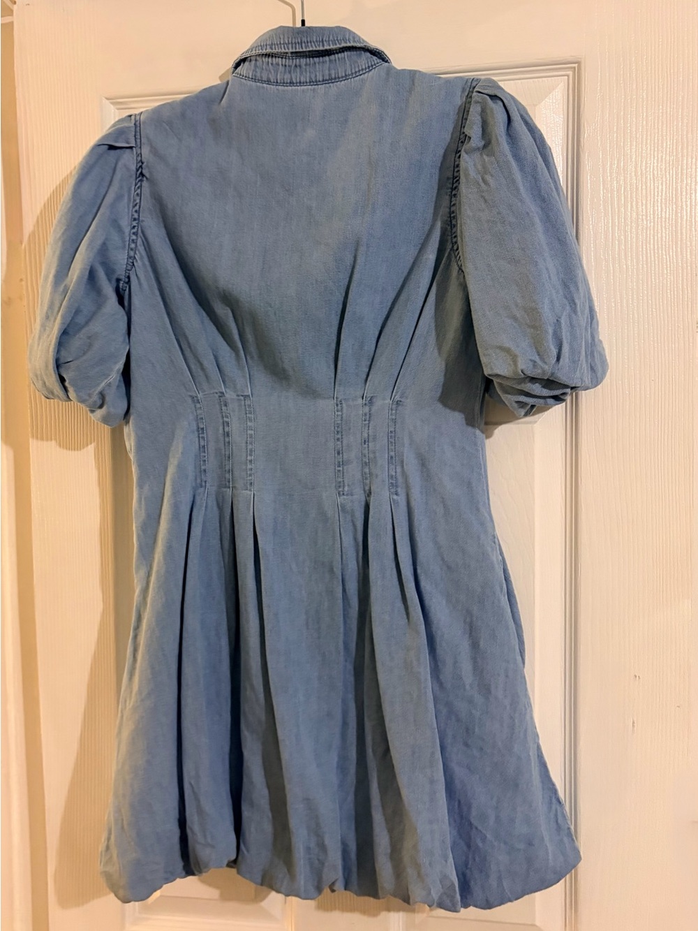 GAP Light Blue Puff-Sleeve Mini Shirt Dress - Picture 3 of 4